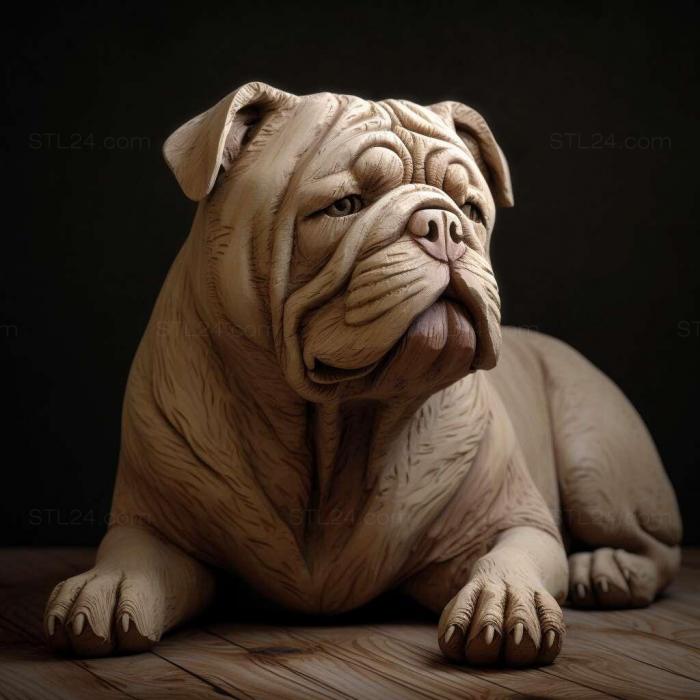 Природа и животные (Игрушечный Бульдог собака 4, NATURE_4064) 3D модель для ЧПУ станка